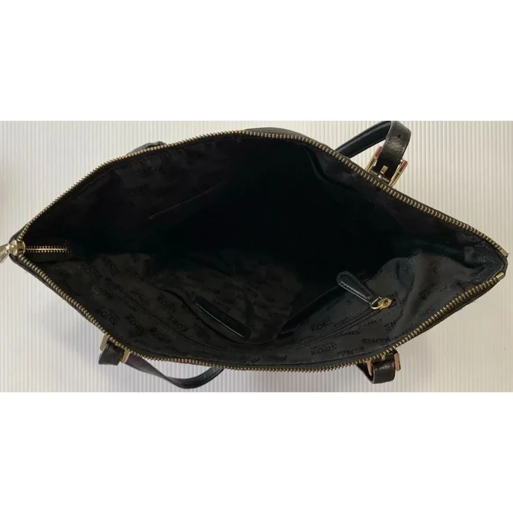 Michael Kors Women's Soft HandBag, Large - Black MK Logo - Picture 8 of 16